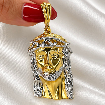 14k Gold Plated Jesus Head 925 Sterling Silver pendant