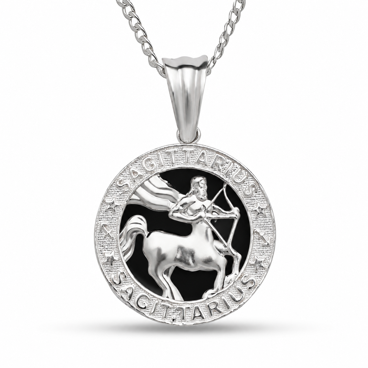 12 Zodiac Signs Pendant – 925 Sterling Silver Black Onyx-Style Astrology Necklace Charm