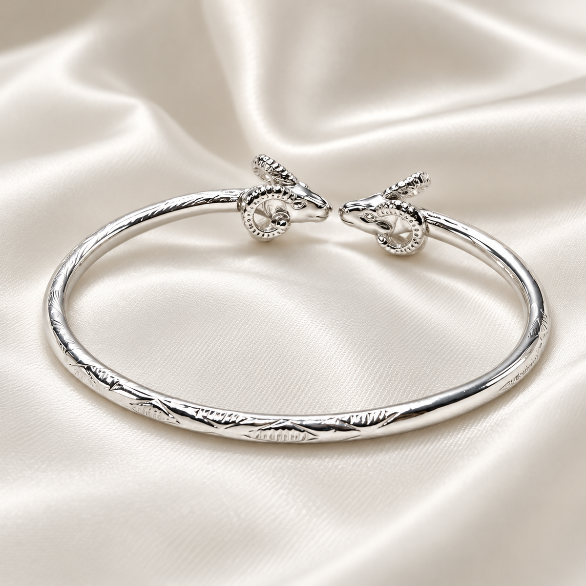 Better Jewelry Ram Solid .925 Sterling Silver West Indian Bangle