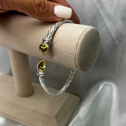 Better Jewelry Gold Plated Heart End .925 Sterling Silver West Indian Bangle, 1 piece