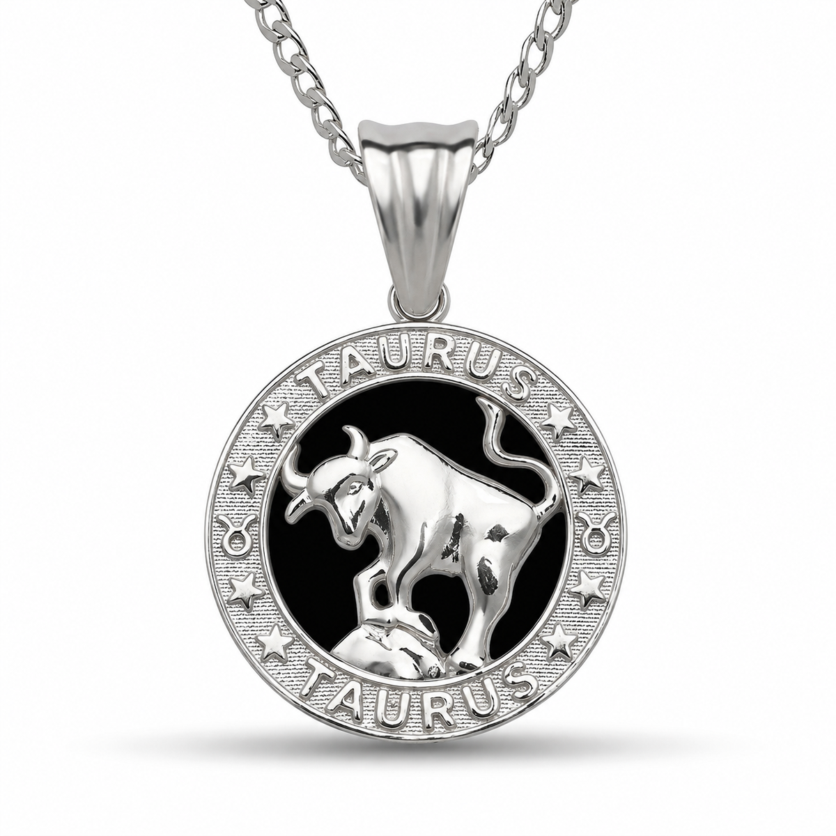 12 Zodiac Signs Pendant – 925 Sterling Silver Black Onyx-Style Astrology Necklace Charm