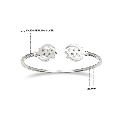 Gye Nyame .925 Sterling Silver Bangle, Adinkra Symbols, 1 piece
