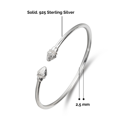 Better Jewelry Elegant Pointed Ends .925 Sterling Silver Thin West Indian Bangles, 1 pair