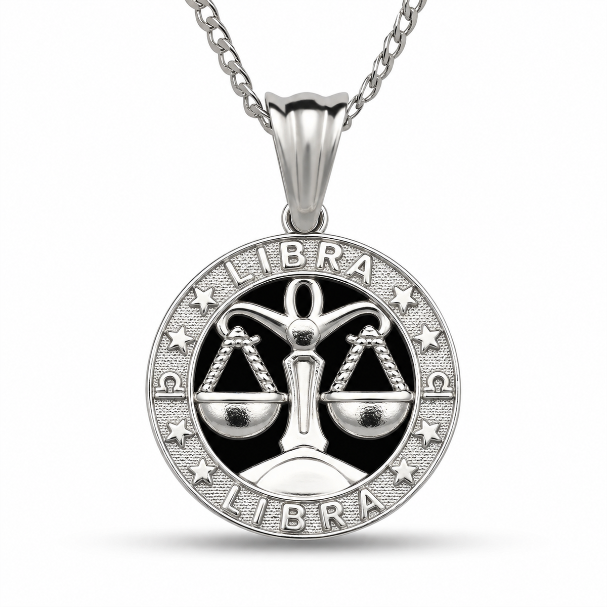 12 Zodiac Signs Pendant – 925 Sterling Silver Black Onyx-Style Astrology Necklace Charm