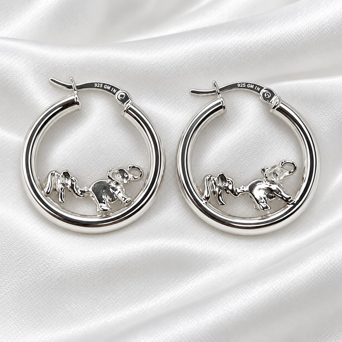 Elephant 925 Sterling Silver Hoops