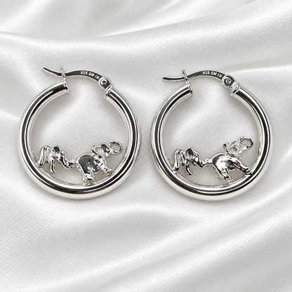 Elephant 925 Sterling Silver Hoops