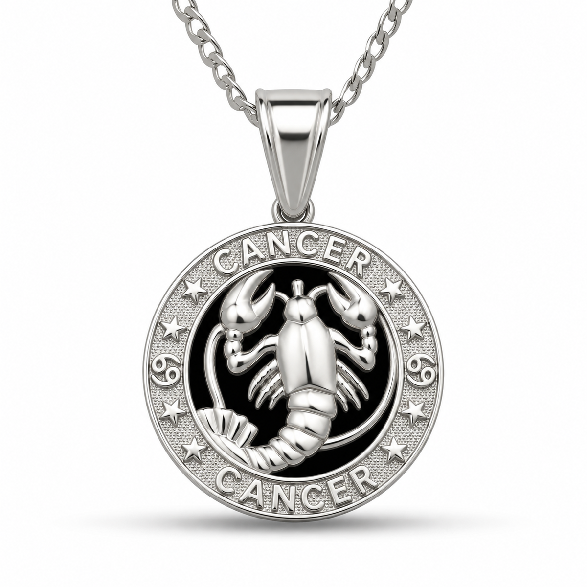 12 Zodiac Signs Pendant – 925 Sterling Silver Black Onyx-Style Astrology Necklace Charm