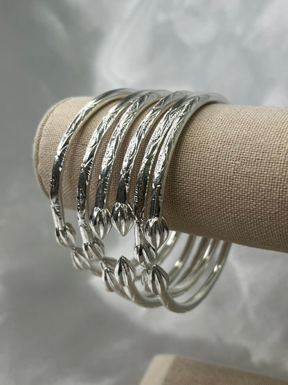 Better Jewelry Cocoa Pods .925 Sterling Silver West Indian Bangles, 1 pair