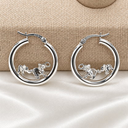 Elephant 925 Sterling Silver Hoops