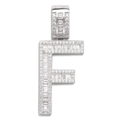 Better Jewelry Letter Pendant in .925 Sterling Silver w. CZ Baguette Stones