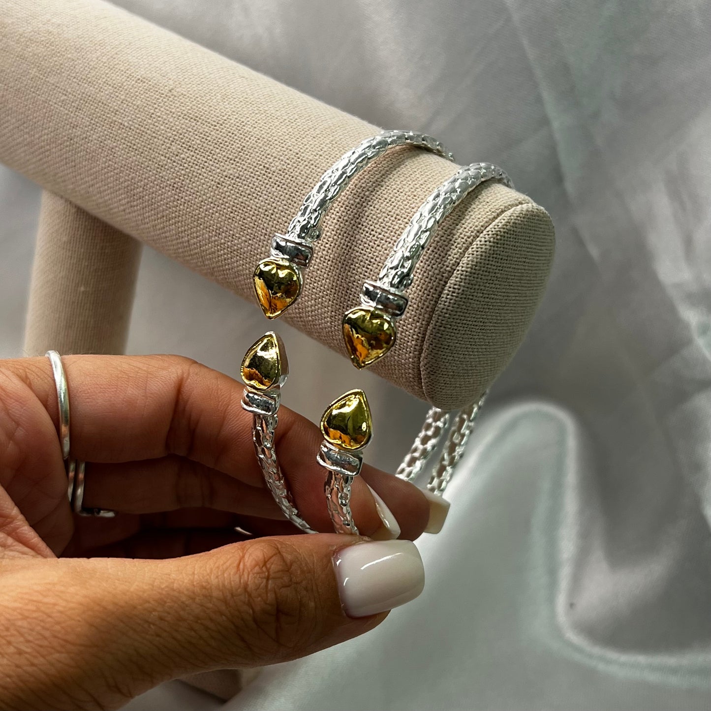 Better Jewelry Gold Plated Heart End .925 Sterling Silver West Indian Bangle, 1 piece