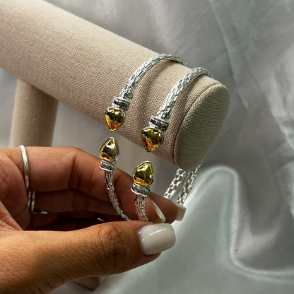 Better Jewelry Gold Plated Heart End .925 Sterling Silver West Indian Bangle, 1 piece