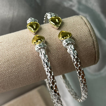 Better Jewelry Gold Plated Heart End .925 Sterling Silver West Indian Bangle, 1 piece
