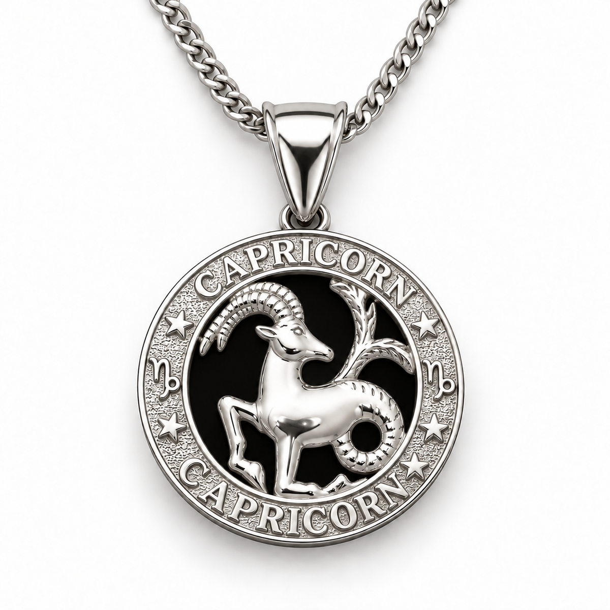 12 Zodiac Signs Pendant – 925 Sterling Silver Black Onyx-Style Astrology Necklace Charm