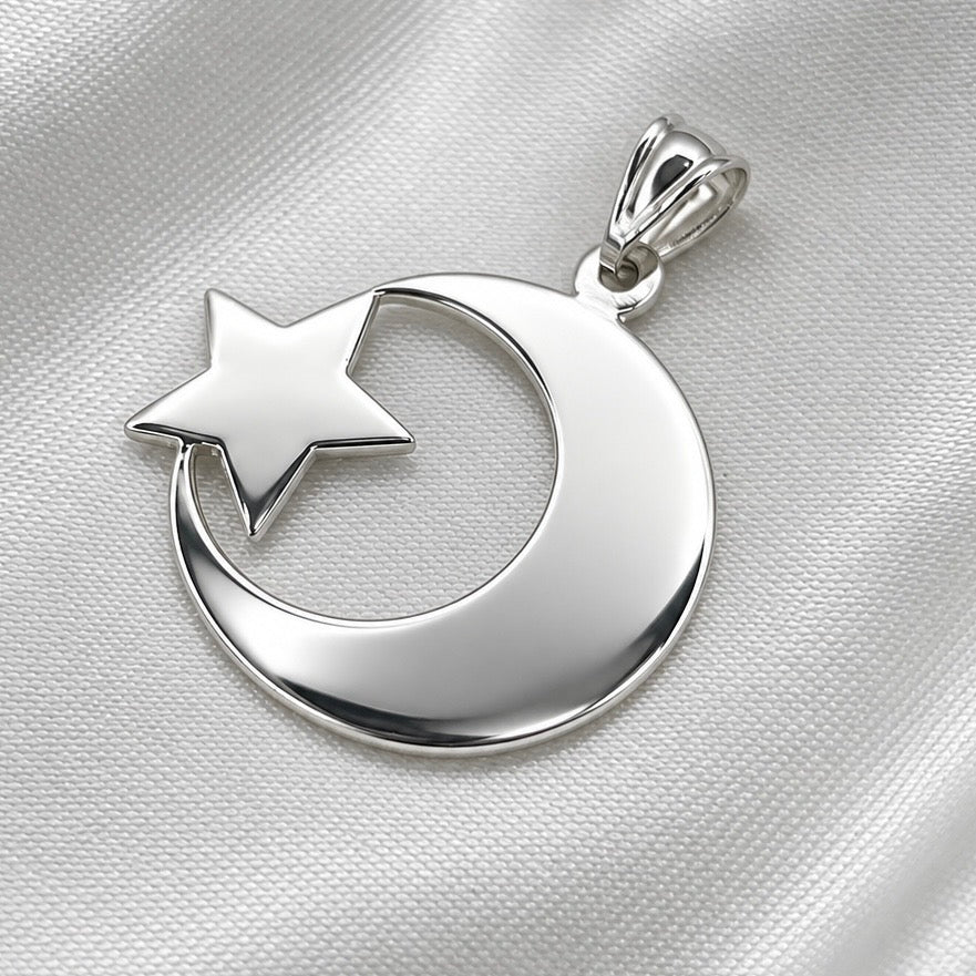 Better Jewelry .925 Sterling Silver Crescent Moon & Star Pendant