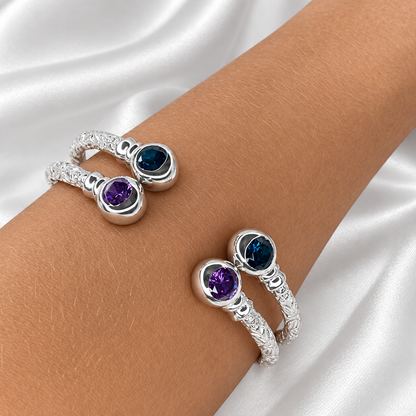 Better Jewelry Personalized Birthstone Solid .925 Sterling Thick West Indian Bangle
