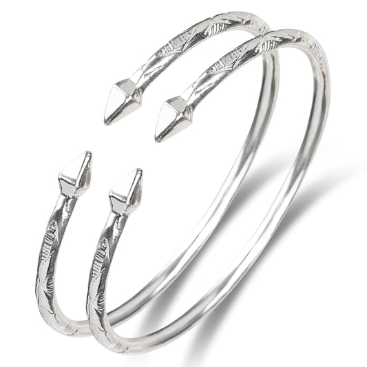 Better Jewelry Pyramid .925 Sterling Silver West Indian Bangles, 1 pair