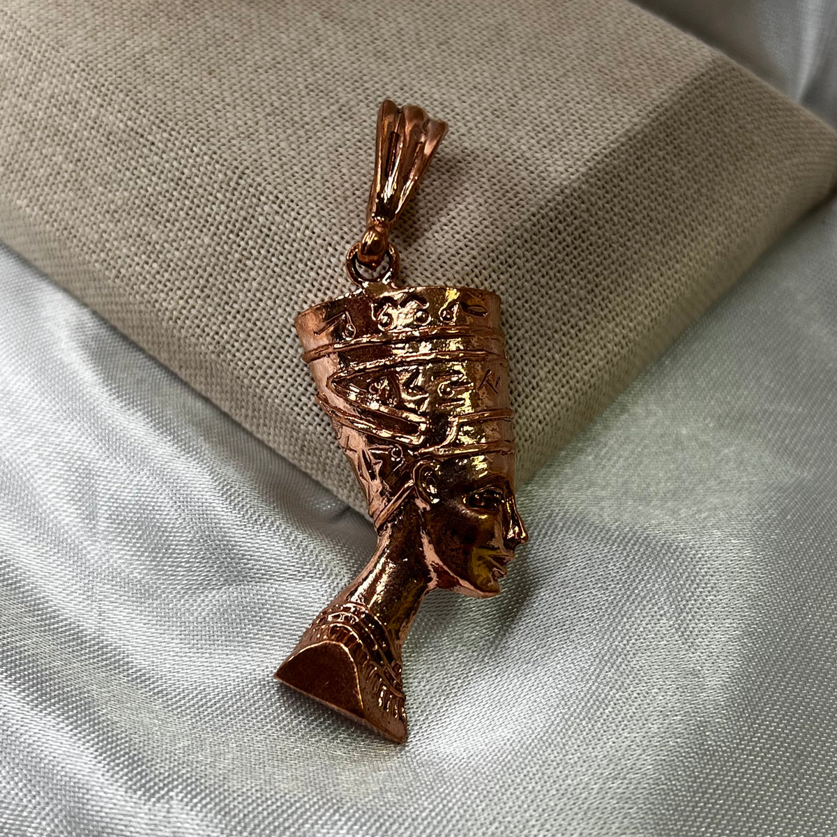 Small Copper Queen Nefertiti Pendant, Made in the USA