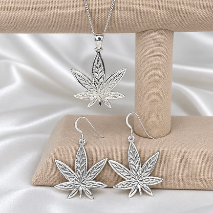 Cannabis Leaf Pendant Necklace – .925 Sterling Silver