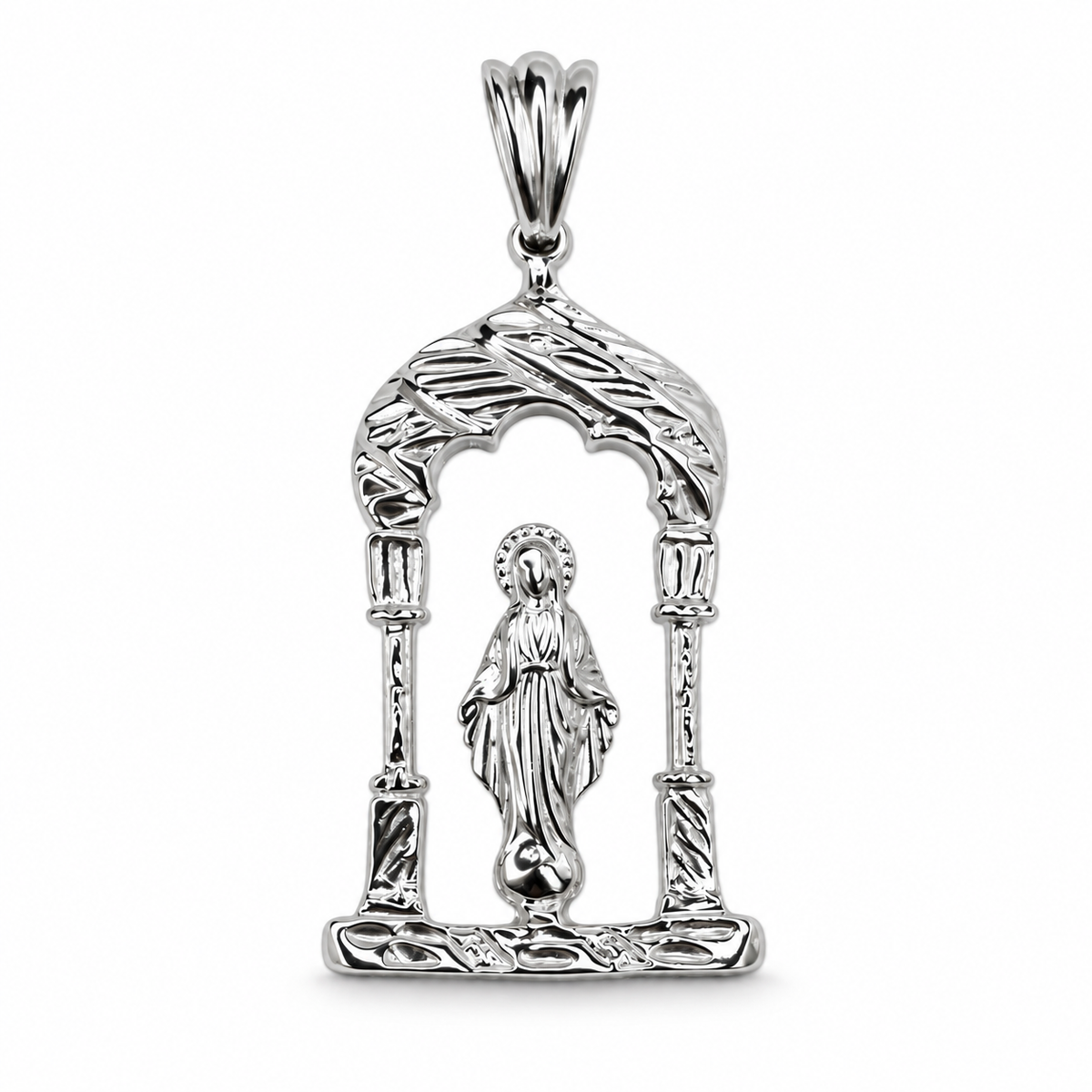 Virgin Mary Arch Pendant – Copper, Solid .925 Sterling Silver or 14K Gold-Plated Sterling Silver
