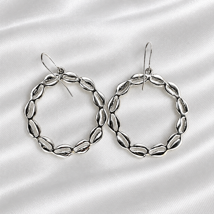 Cowrie Shell 925 Sterling Silver Hoops earrings