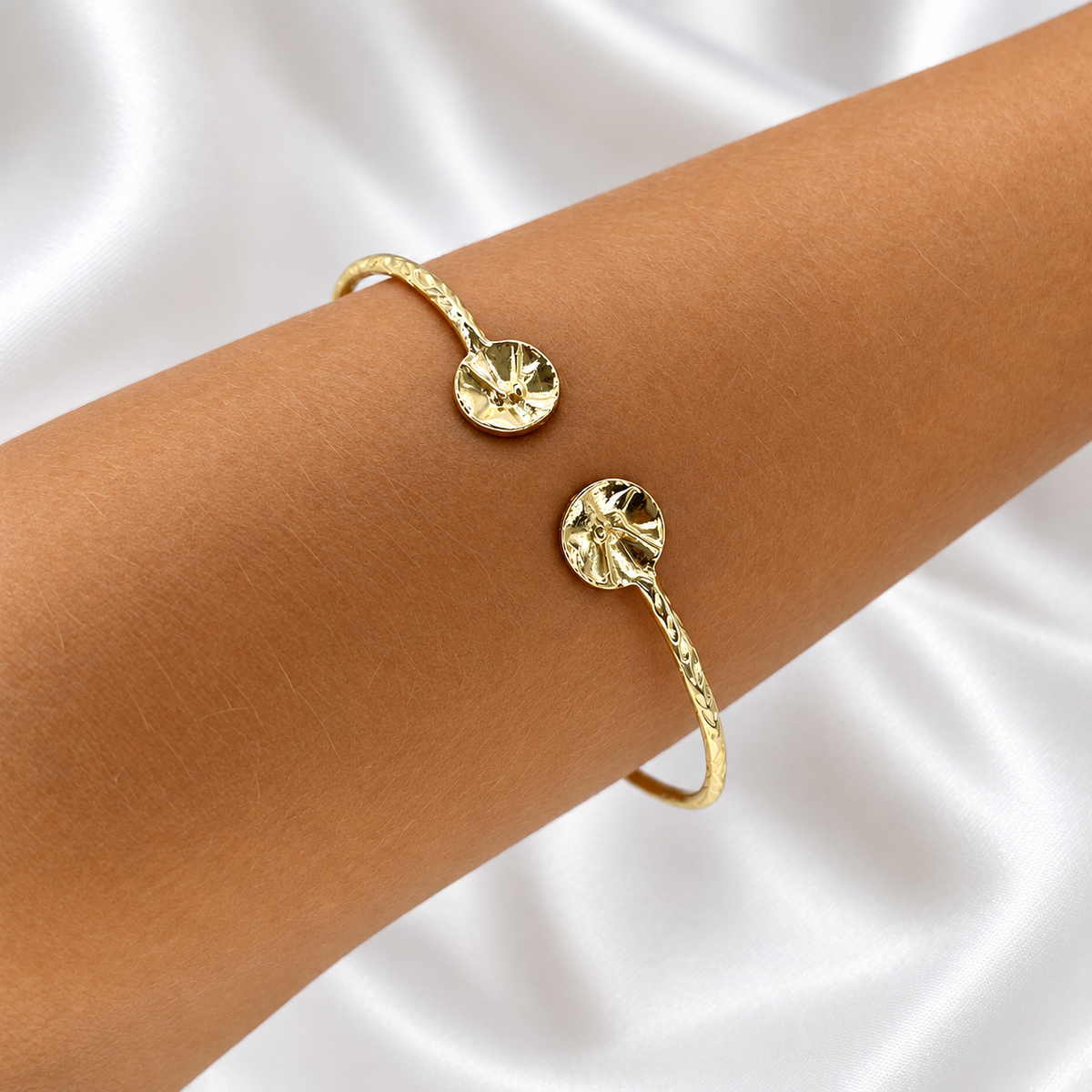Better Jewelry 10K Yellow Gold West Indian Bangle w. Drum Ends