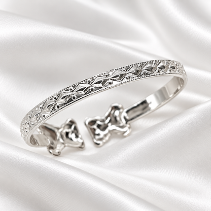 Teddy Bear .925 Sterling Silver Flat West Indian Bangle, 1 piece