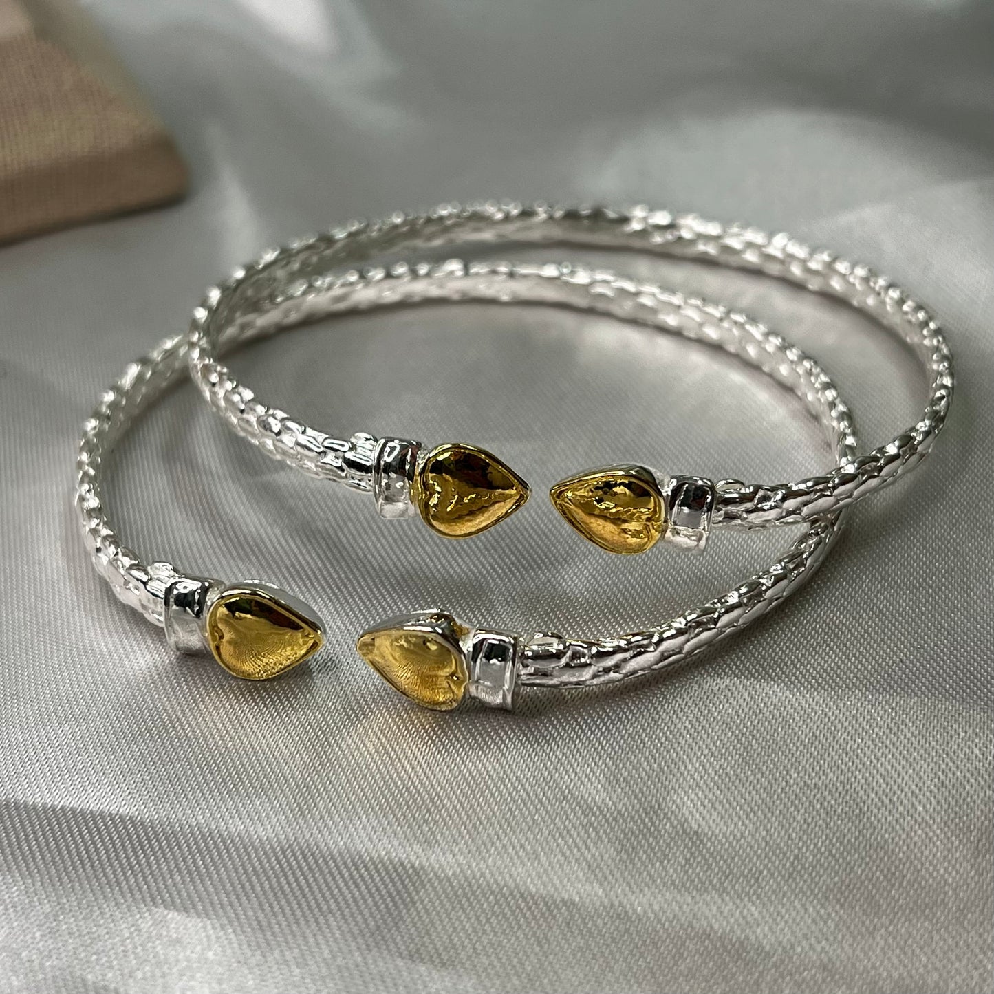 Better Jewelry Gold Plated Heart End .925 Sterling Silver West Indian Bangle, 1 piece