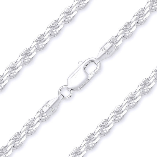 Better Jewelry 2.1mm Rope Diamond cut Chain Necklace .925 Sterling Silver