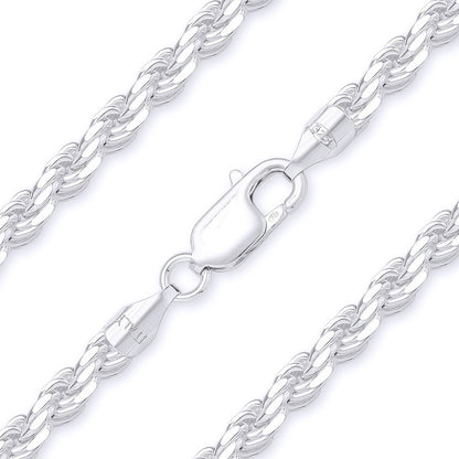 Better Jewelry 3.2mm Rope Diamond cut Chain Necklace .925 Sterling Silver