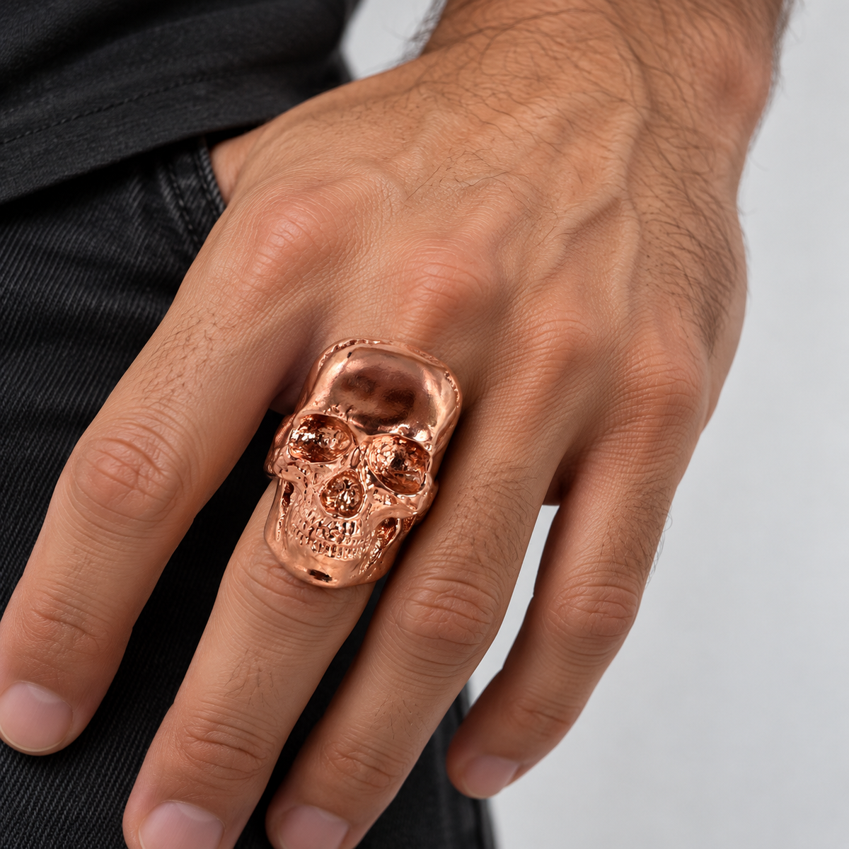 Bold Skull Statement Ring – Solid Copper