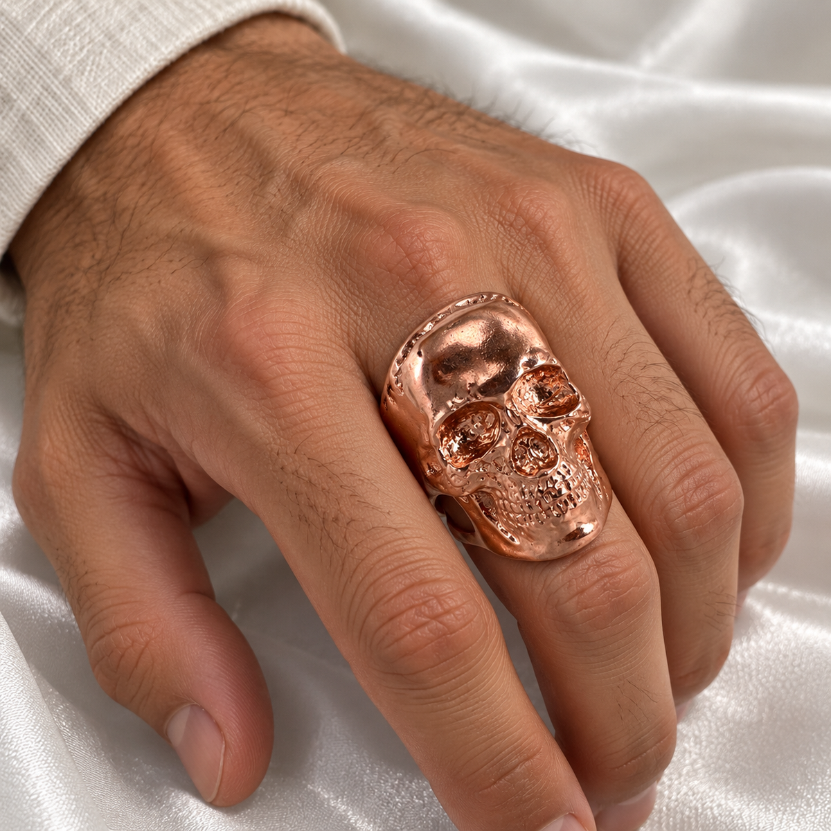 Bold Skull Statement Ring – Solid Copper