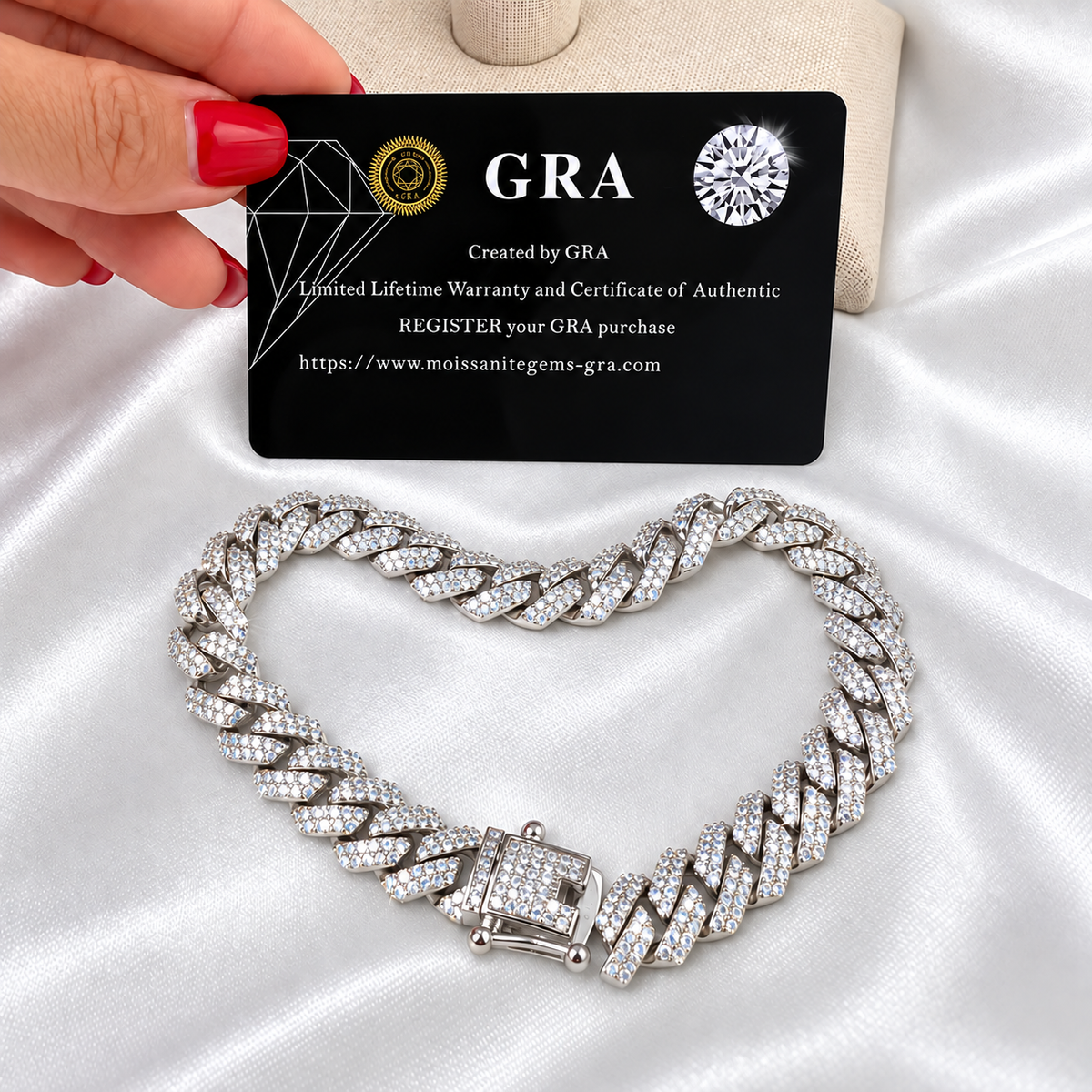 Moissanite Cuban Link Bracelet Solid .925 Sterling Silver