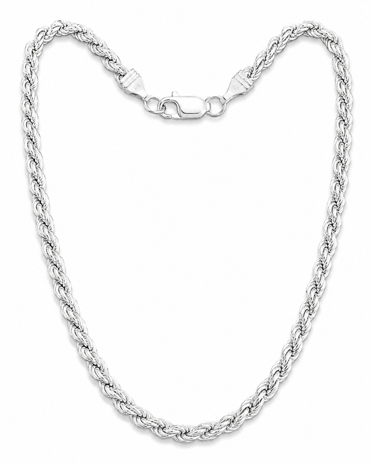 Better Jewelry Rope Hollow Chain Necklace .925 Sterling Silver