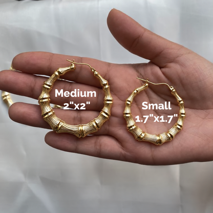 Better Jewelry, Bamboo Hoops .925 Sterling Silver with 14K Gold Plated