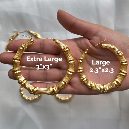 Better Jewelry, Bamboo Hoops .925 Sterling Silver with 14K Gold Plated