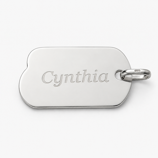 Custom DOG TAG Silver Name Bar Necklace w. Engraving