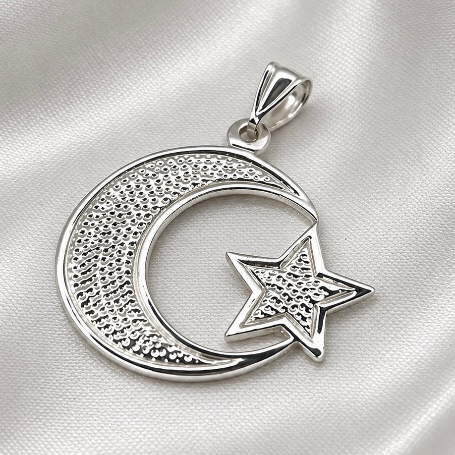 Better Jewelry .925 Sterling Silver Crescent Moon & Star Pendant