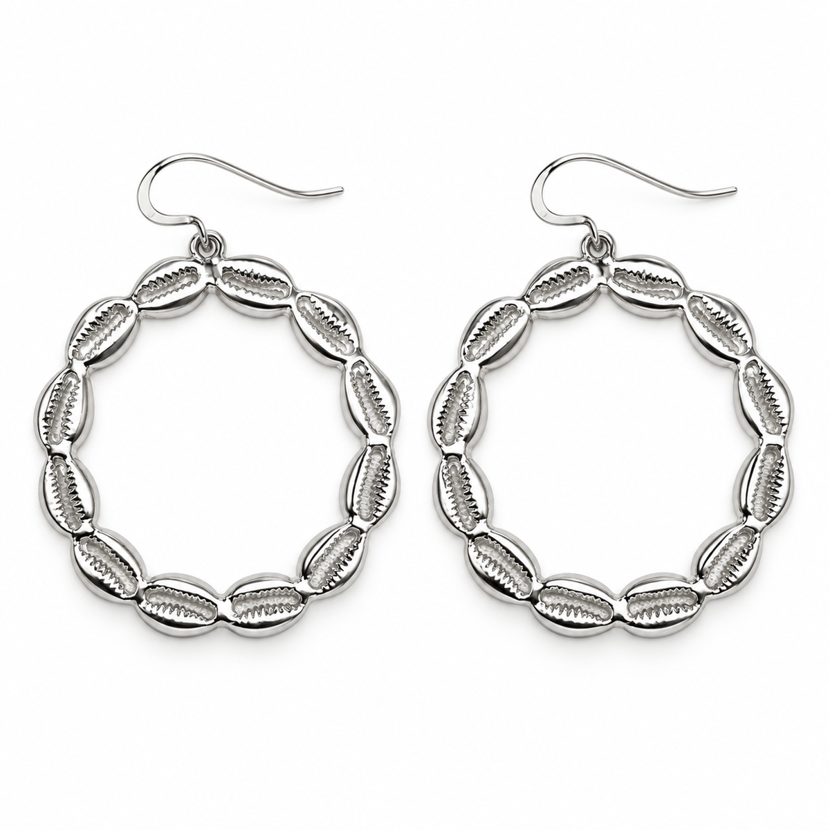 Cowrie Shell 925 Sterling Silver Hoops earrings
