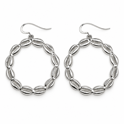 Cowrie Shell 925 Sterling Silver Hoops earrings