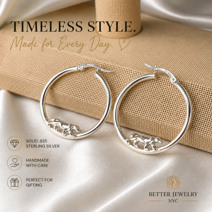 Panther .925 Sterling Silver Hoops