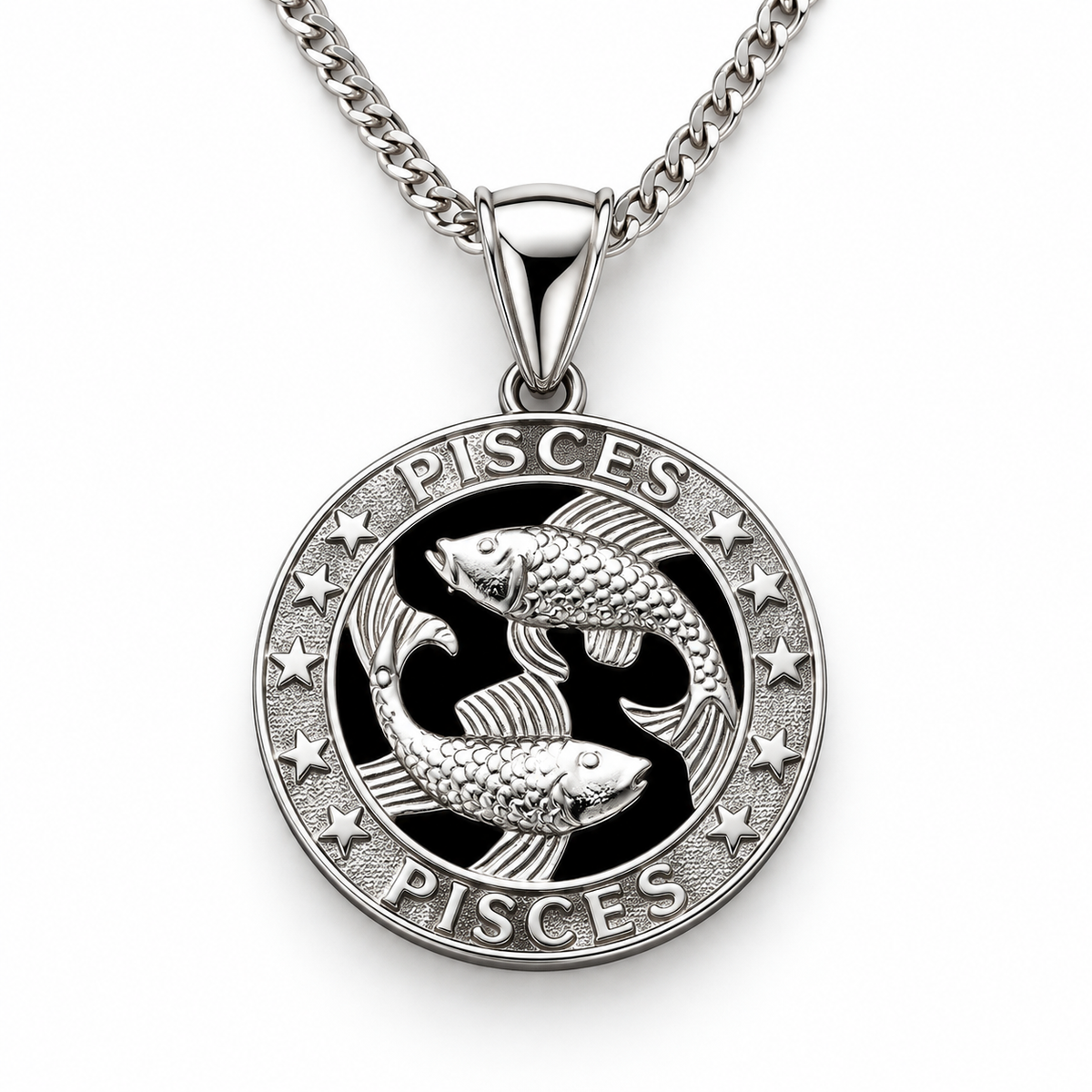 12 Zodiac Signs Pendant – 925 Sterling Silver Black Onyx-Style Astrology Necklace Charm