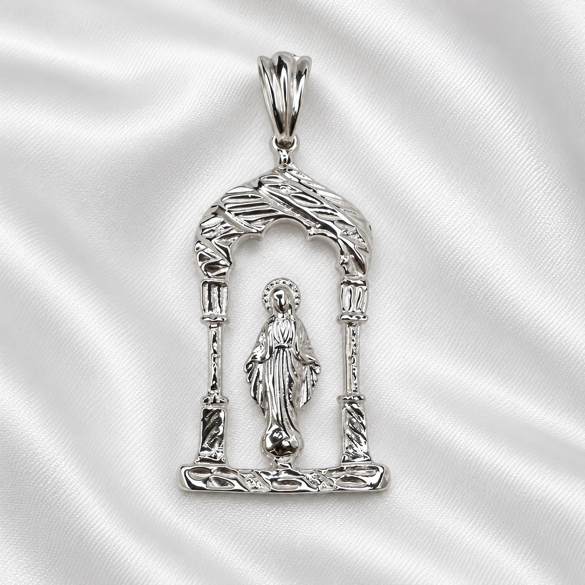 Virgin Mary Arch Pendant – Copper, Solid .925 Sterling Silver or 14K Gold-Plated Sterling Silver