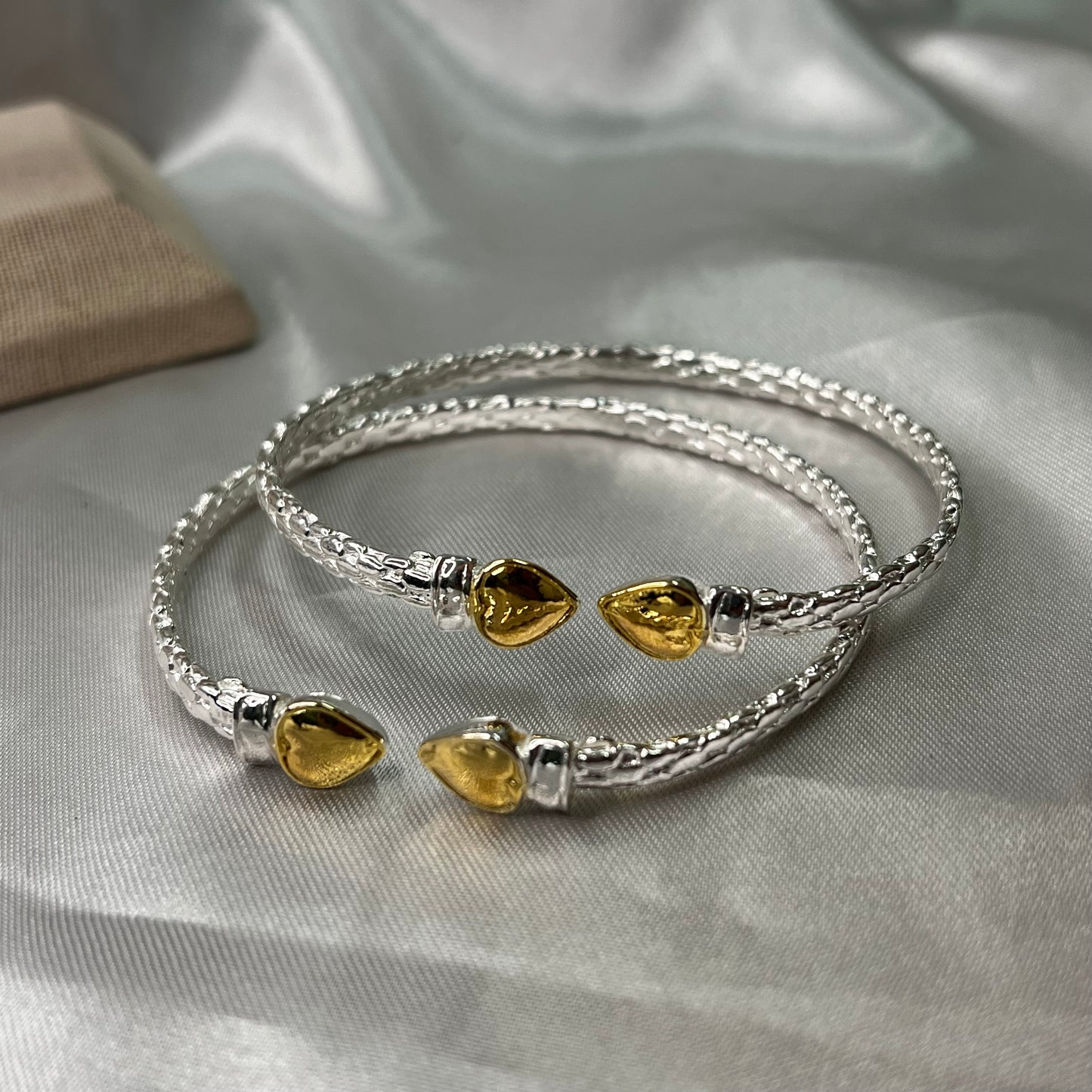 Better Jewelry Gold Plated Heart End .925 Sterling Silver West Indian Bangle, 1 piece
