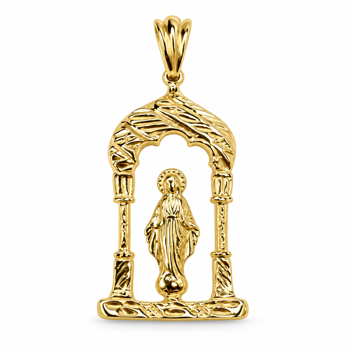 Virgin Mary Arch Pendant – Copper, Solid .925 Sterling Silver or 14K Gold-Plated Sterling Silver