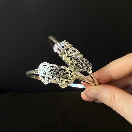 Mother .925 Sterling Silver Hook Bangle, 1 piece