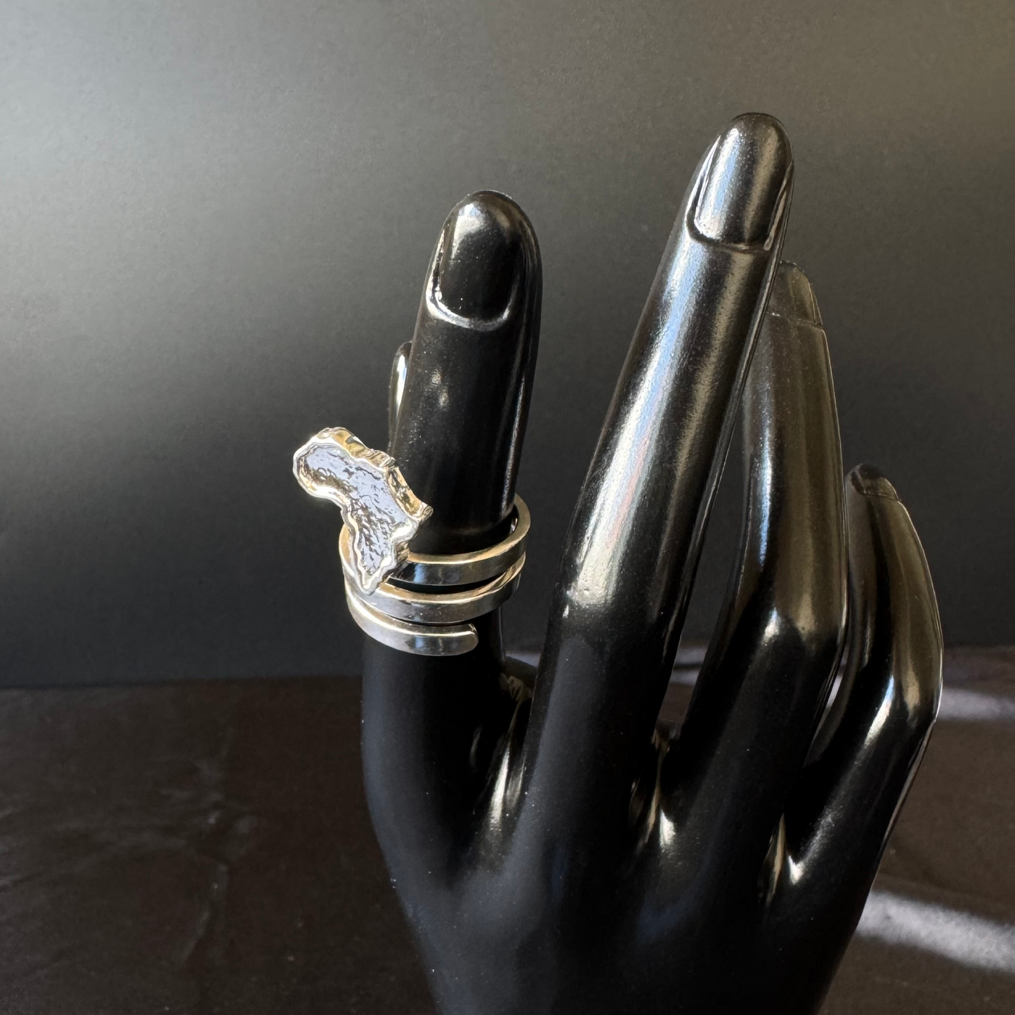African Map Spiral Three Row 925 Sterling Silver Ring