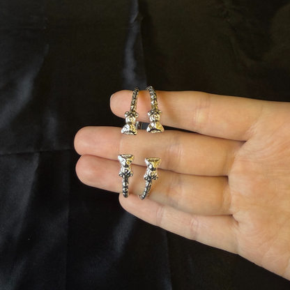 Teddy Bear .925 Sterling Silver West Indian Baby Bangles, 1 pair