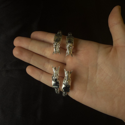 Thick Elephant .925 Sterling Silver West Indian Bangles, 1 pair