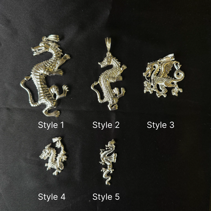 Dragon Solid .925 Sterling Silver Vintage Pendant